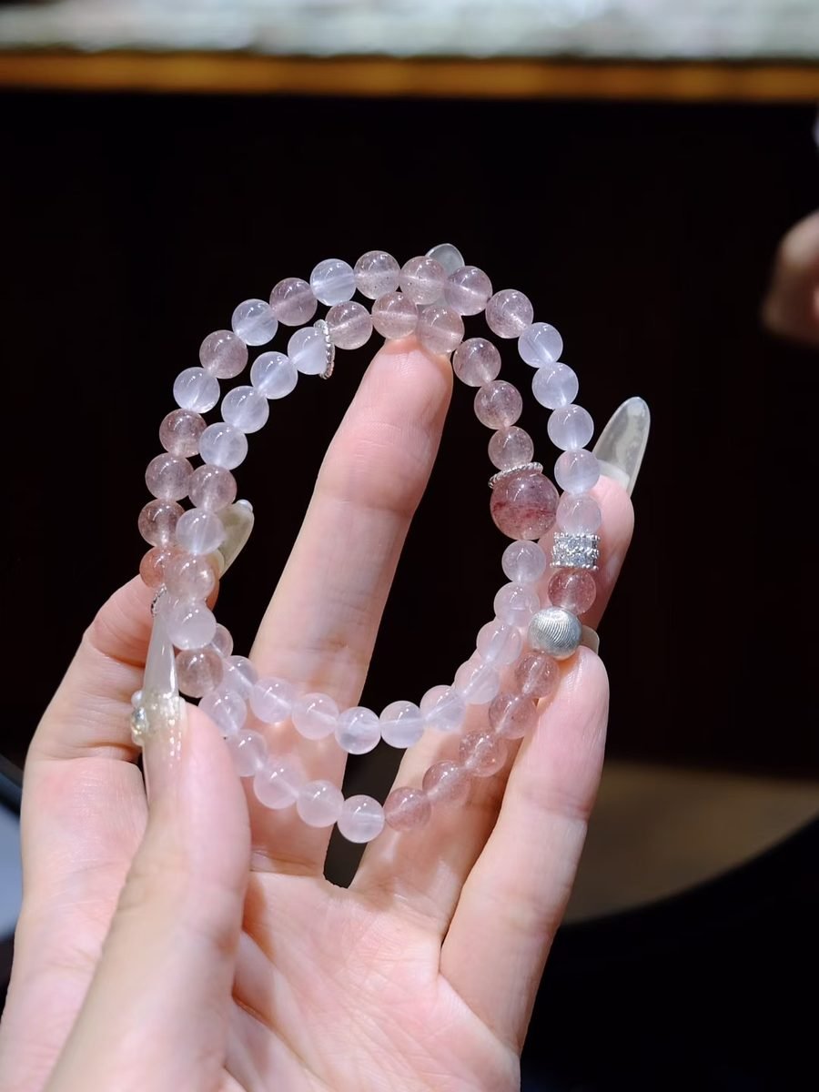 Rose Quartz Bracelet with Strawberry Quartz — Ref. 01454 - Image 2