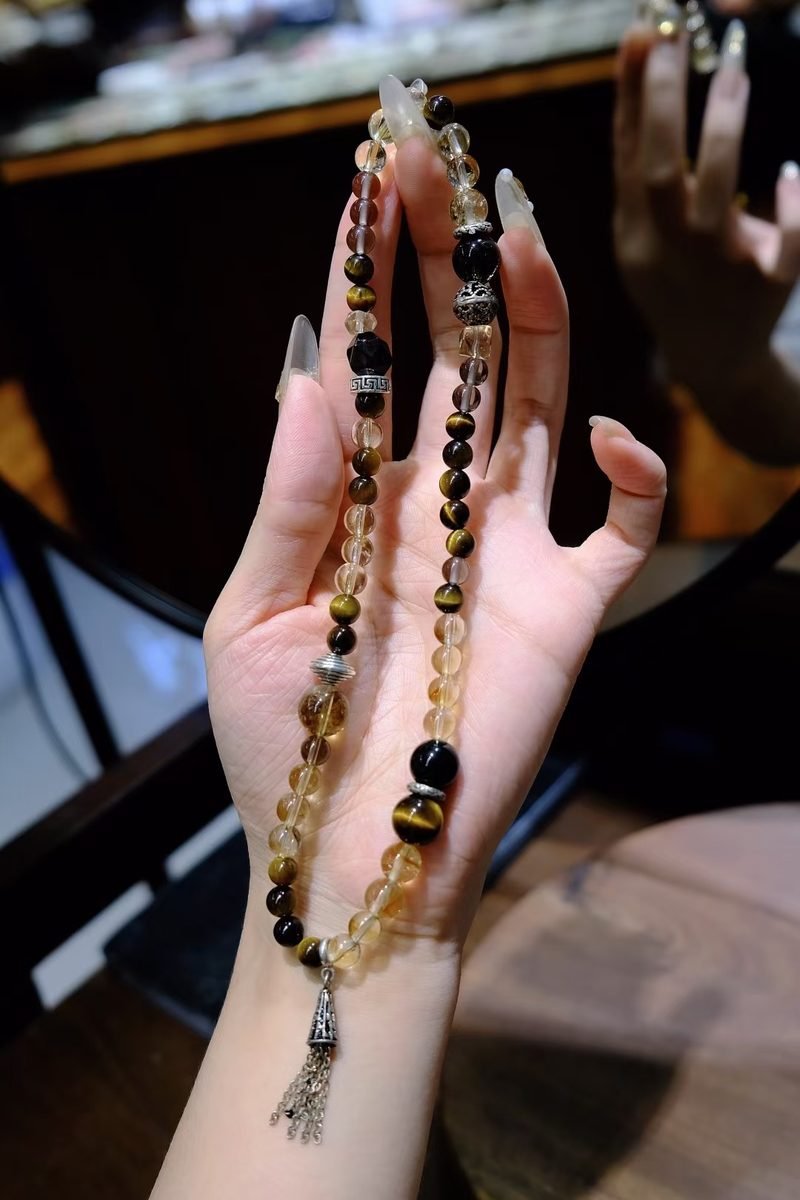 Citrine Bracelet with Smoky Quartz & Tiger Eye — Ref. 01460
