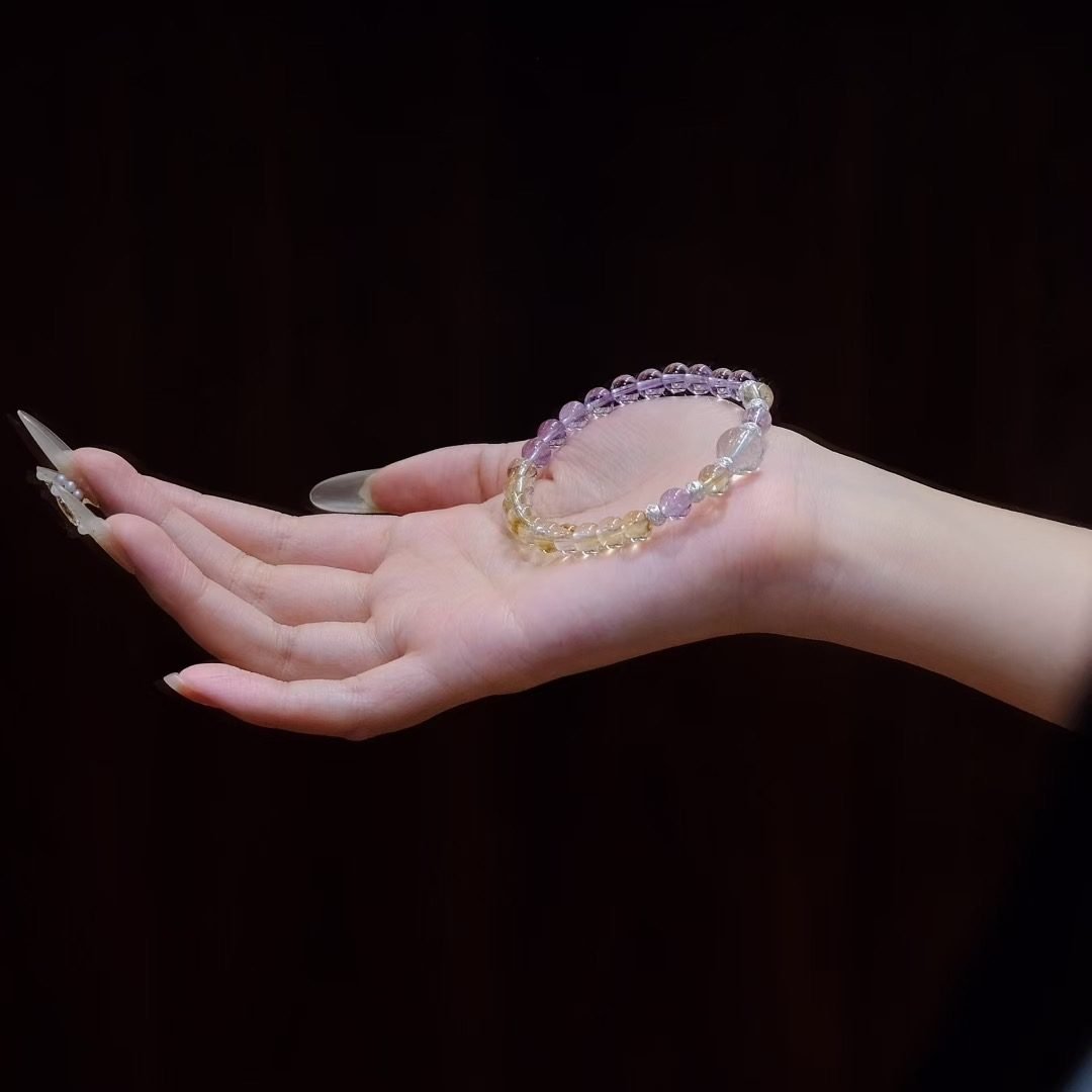 Citrine Bracelet with Amethyst & Green Phantom Quartz — Ref. 01485 - Image 3