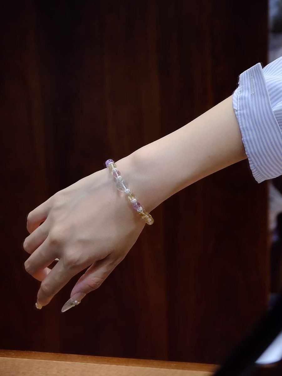 Citrine Bracelet with Amethyst & Green Phantom Quartz — Ref. 01485 - Image 4