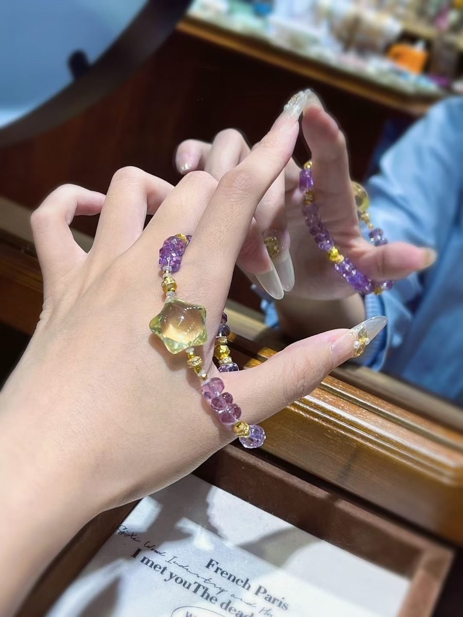 Amethyst Faceted Bracelet with Citrine — Ref. 01503 - Image 2