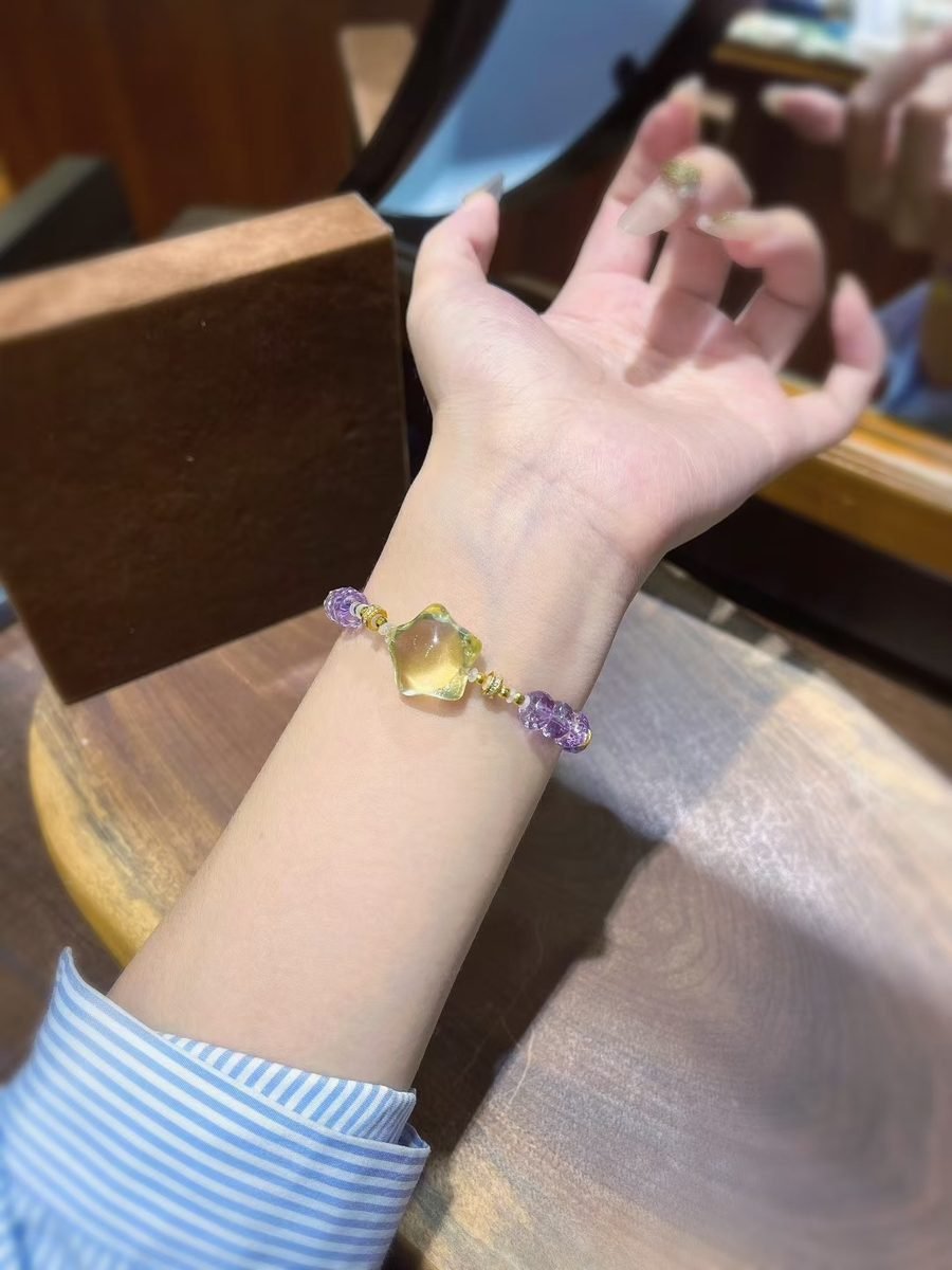 Amethyst Faceted Bracelet with Citrine — Ref. 01503 - Image 3