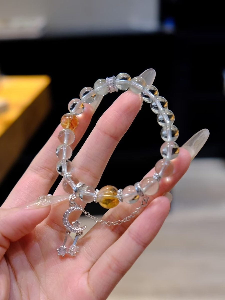 8mm Citrine Bracelet with Fluorite