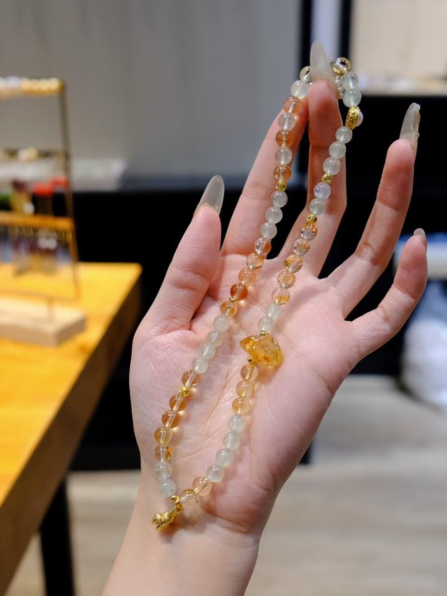 6mm Citrine Bracelet with Prehnite