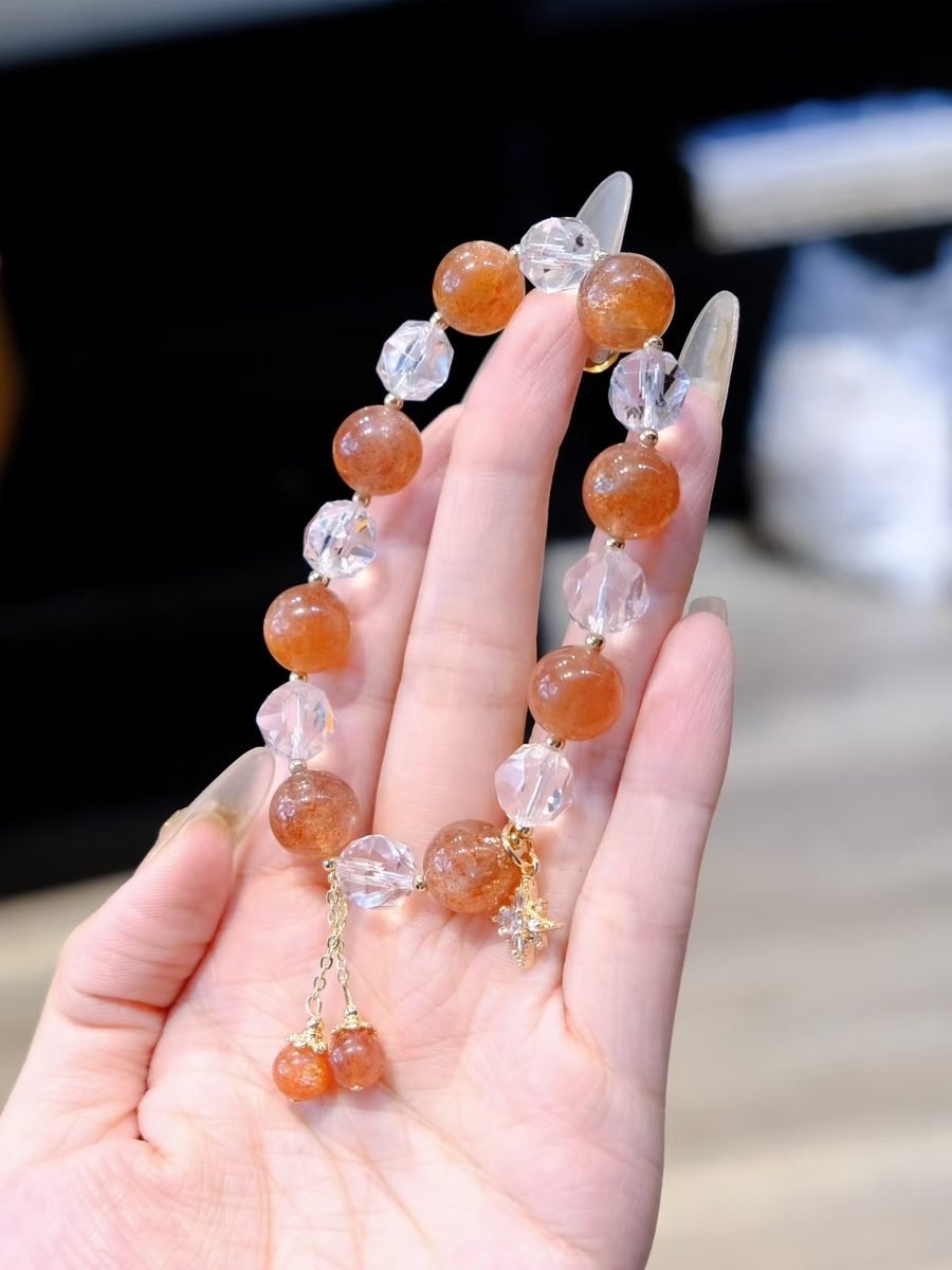 Rose Quartz Bracelet with Clear Quartz & Strawberry Quartz — Ref. 01575