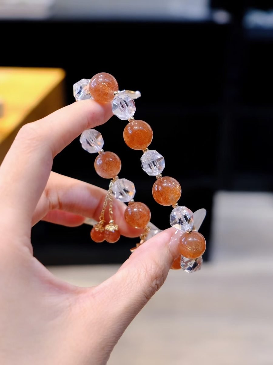 Rose Quartz Bracelet with Clear Quartz & Strawberry Quartz — Ref. 01575 - Image 2