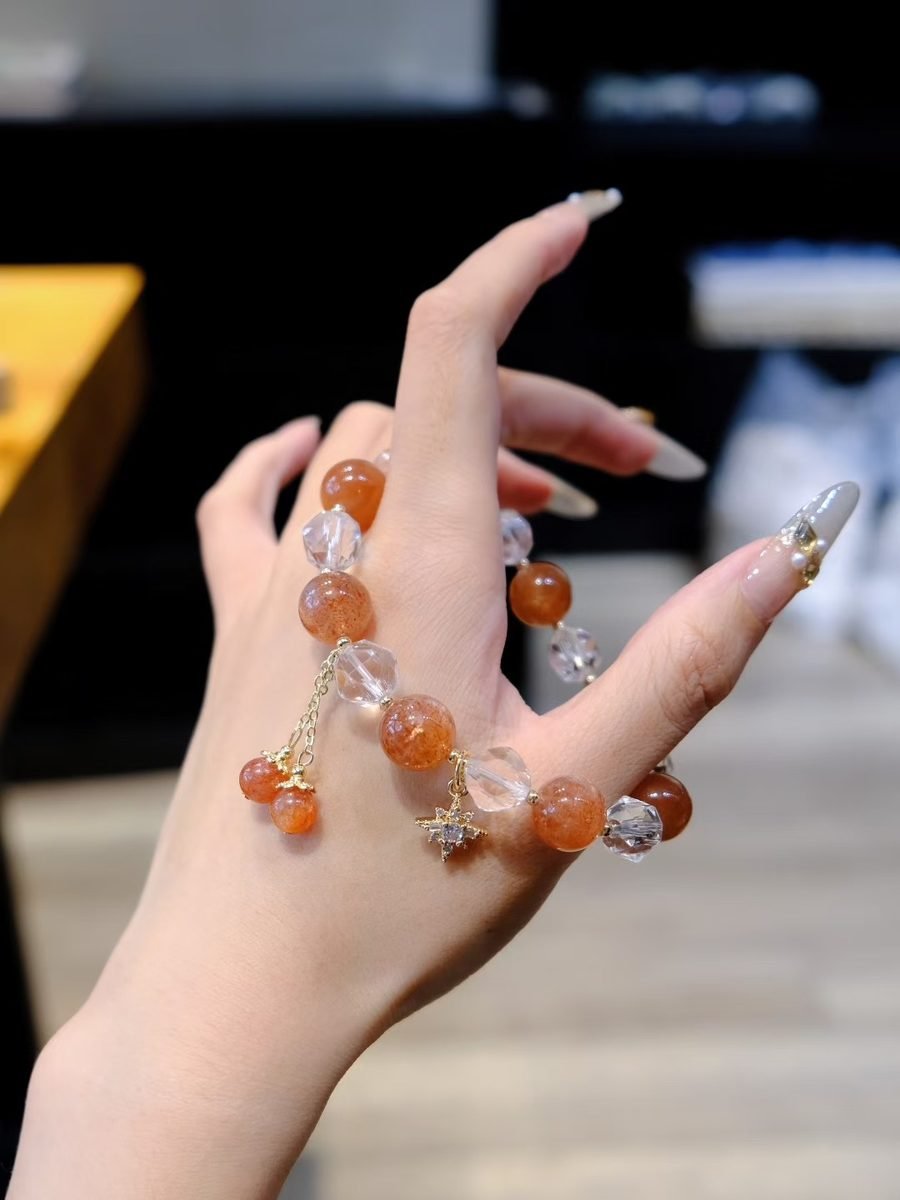 Rose Quartz Bracelet with Clear Quartz & Strawberry Quartz — Ref. 01575 - Image 3