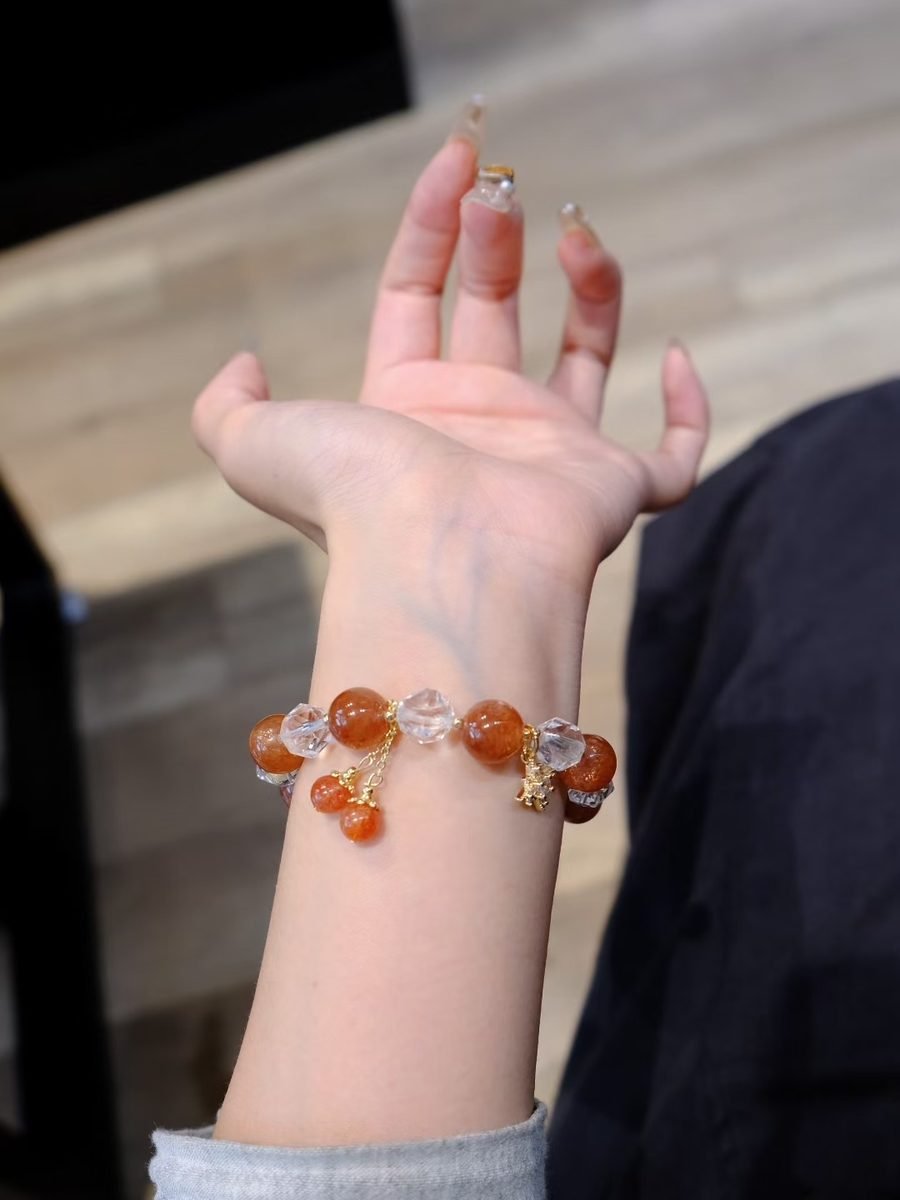 Rose Quartz Bracelet with Clear Quartz & Strawberry Quartz — Ref. 01575 - Image 4