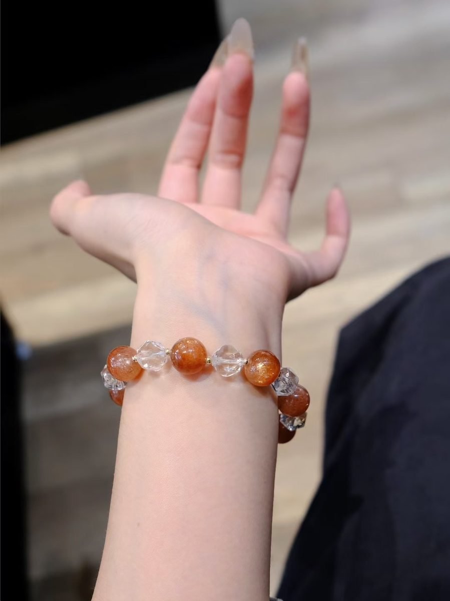 Rose Quartz Bracelet with Clear Quartz & Strawberry Quartz — Ref. 01575 - Image 5