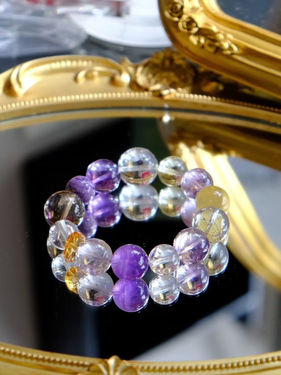 Amethyst Bracelet with Citrine & Smoky Quartz