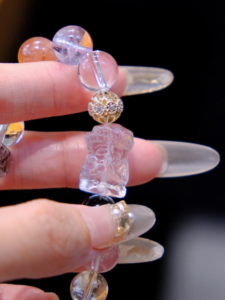 9-10mm Amethyst Bracelet with Clear Quartz - Image 3