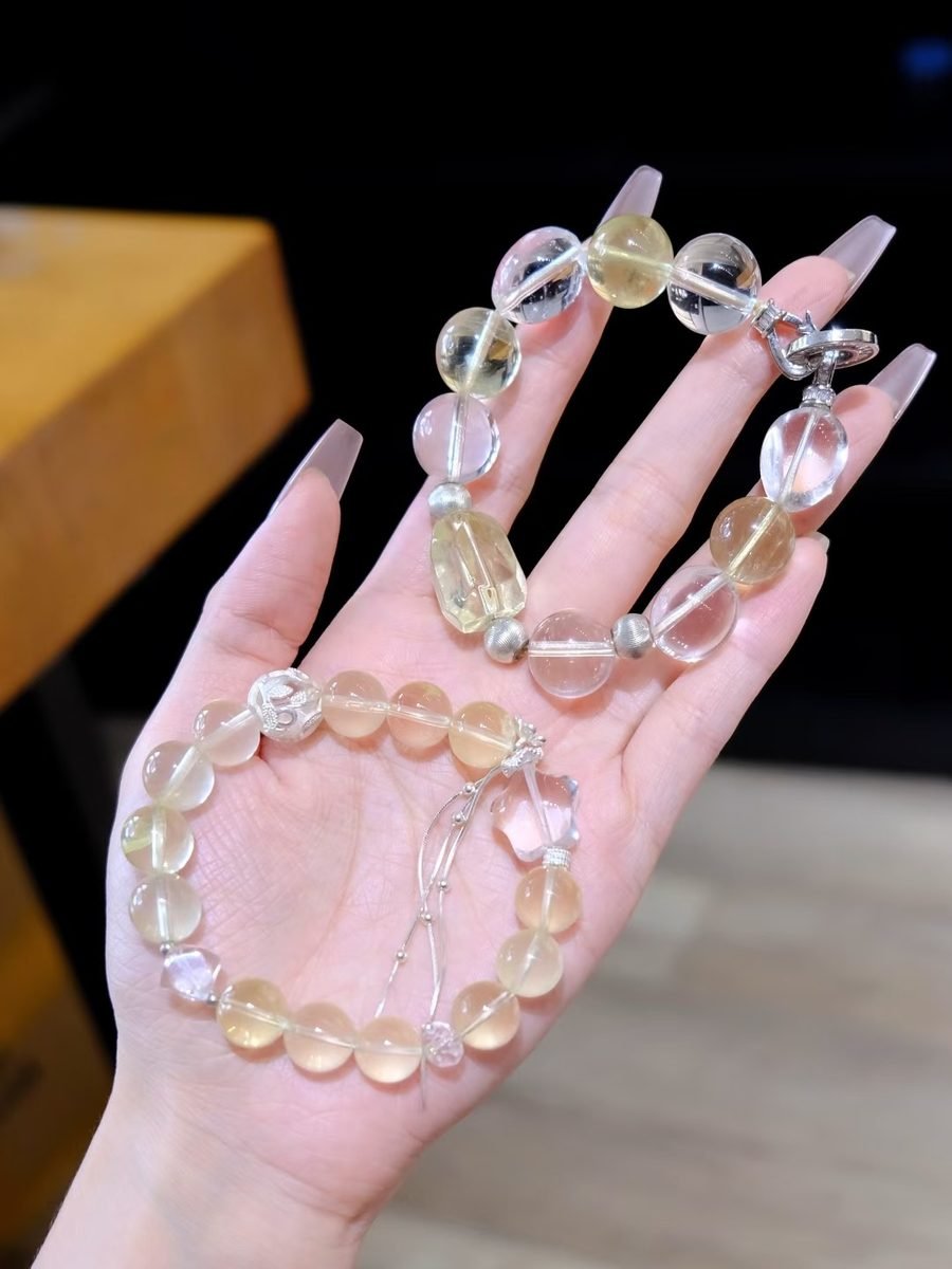11mm Citrine Bracelet with Clear Quartz - Image 4