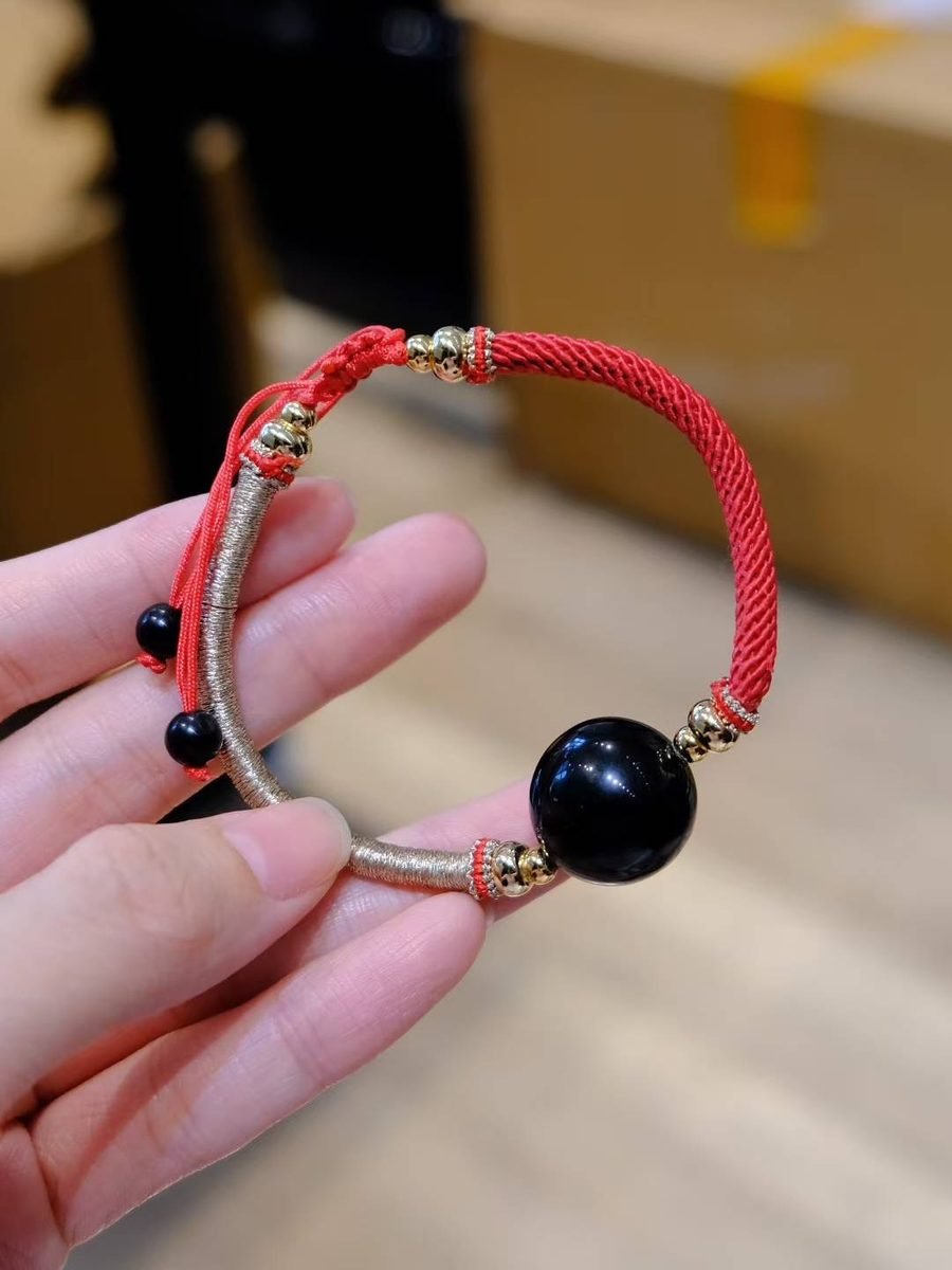 18mm Black Obsidian Bracelet — Ref. 01691