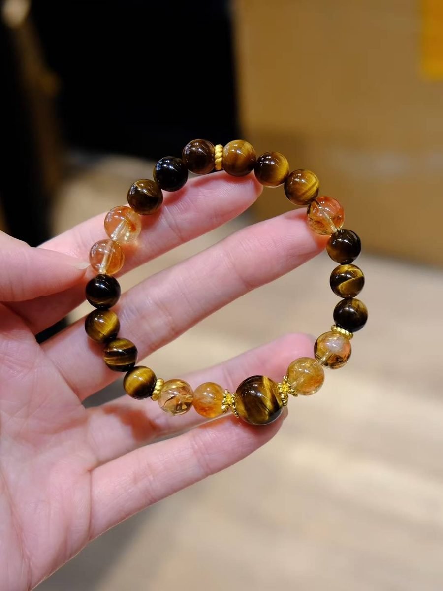 8-12mm Citrine Bracelet with Tiger Eye