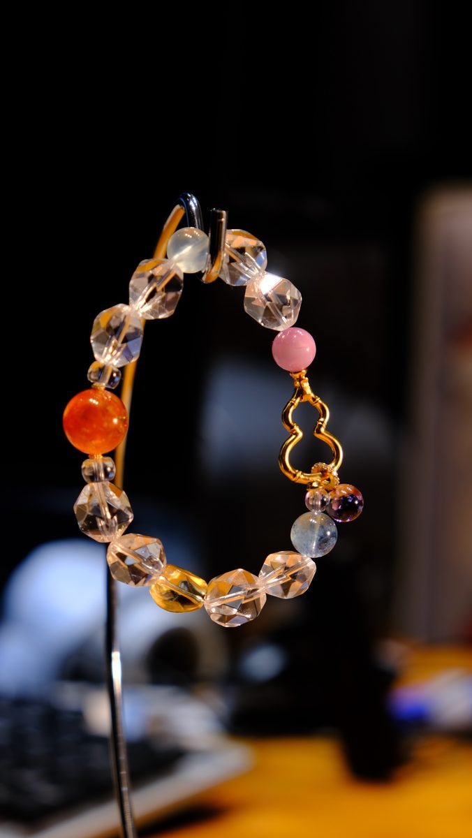 11mm 7 Chakra Balancing Faceted Bracelet with Amethyst & Citrine