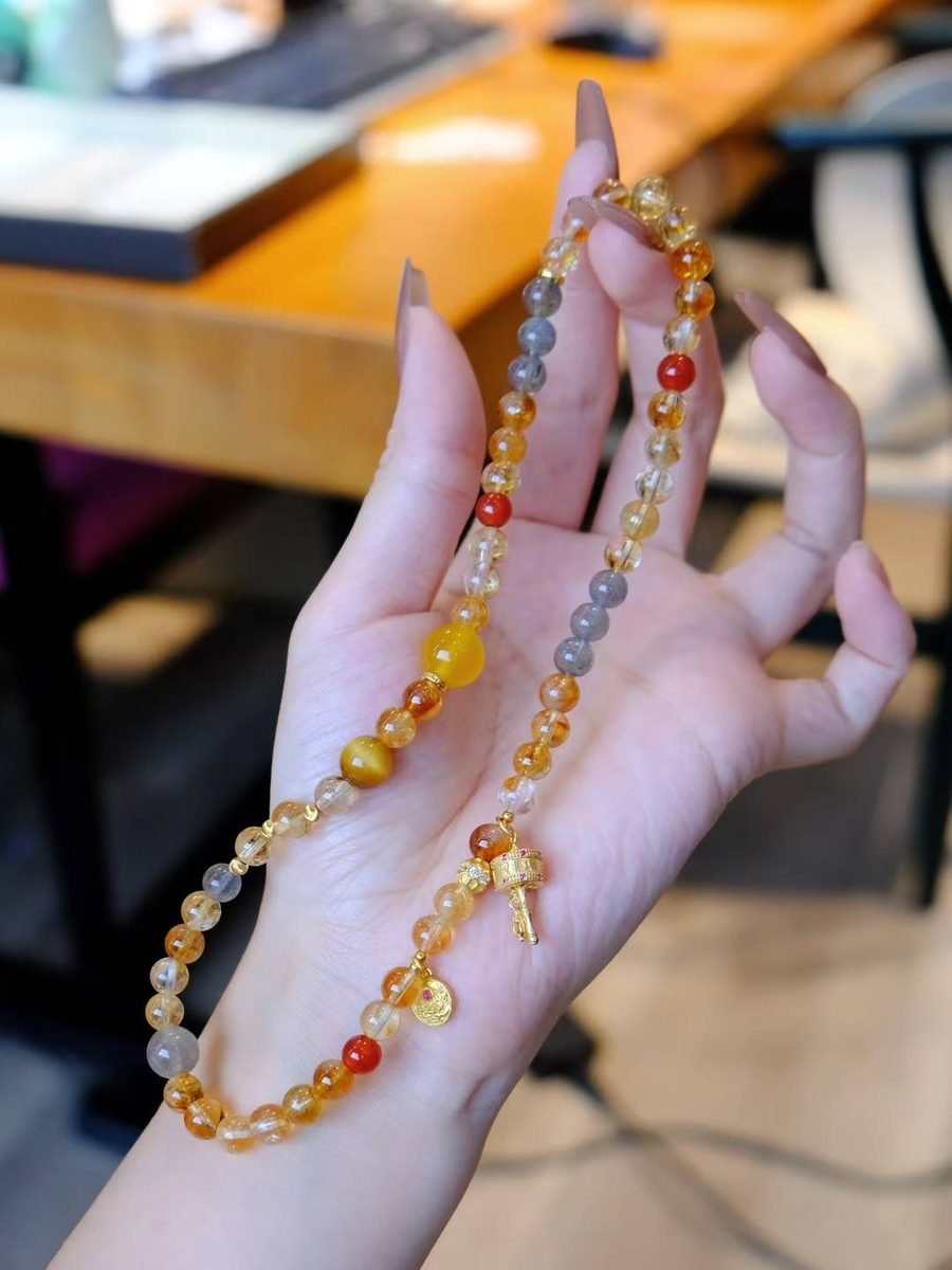 Citrine Bracelet with Rainbow Moonstone