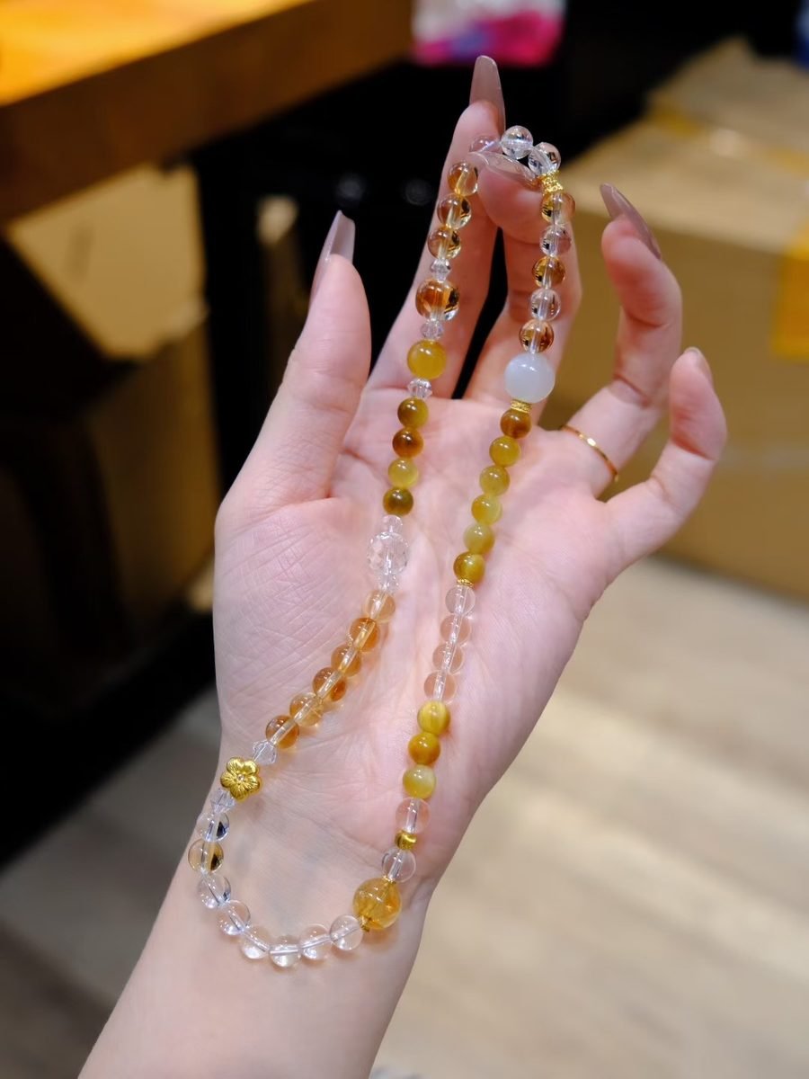Citrine Bracelet with Tiger Eye — Ref. 01784