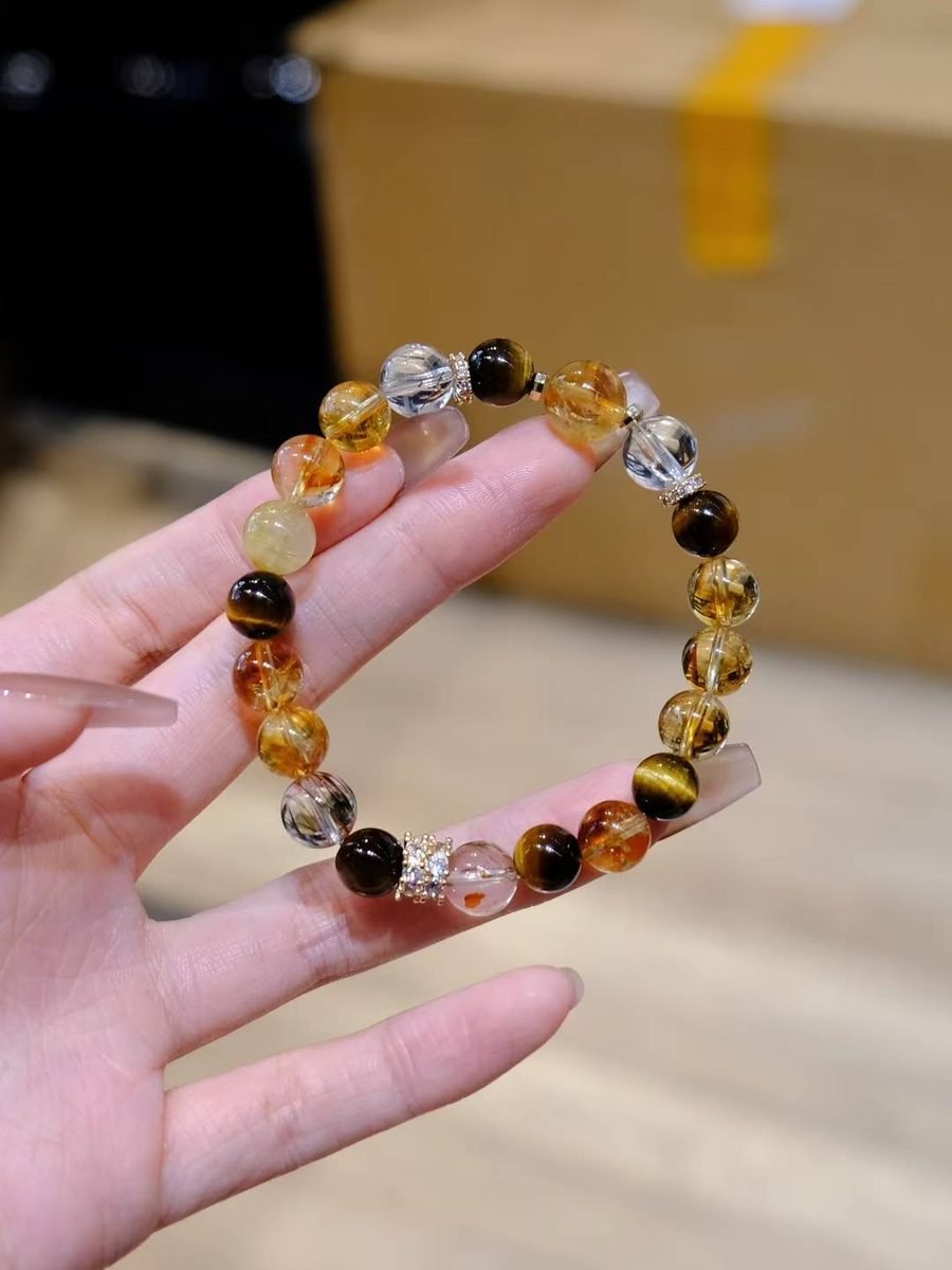 Citrine Bracelet with Tiger Eye — Ref. 01786