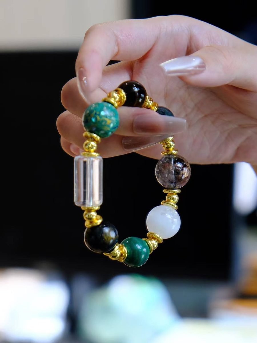 7 Chakra Balancing Bracelet with Malachite & Tiger Eye