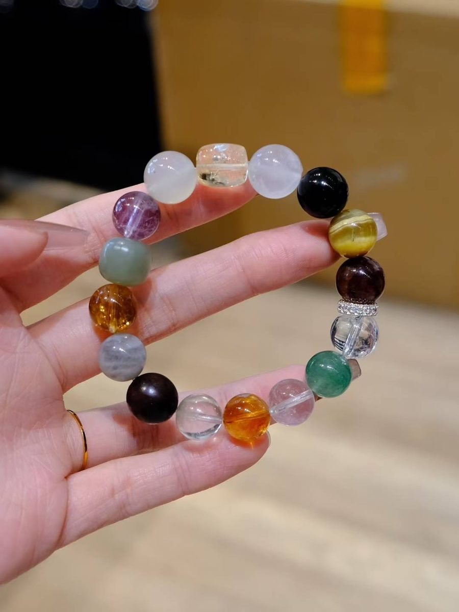 11-12mm 7 Chakra Balancing Bracelet with Citrine — Ref. 01827