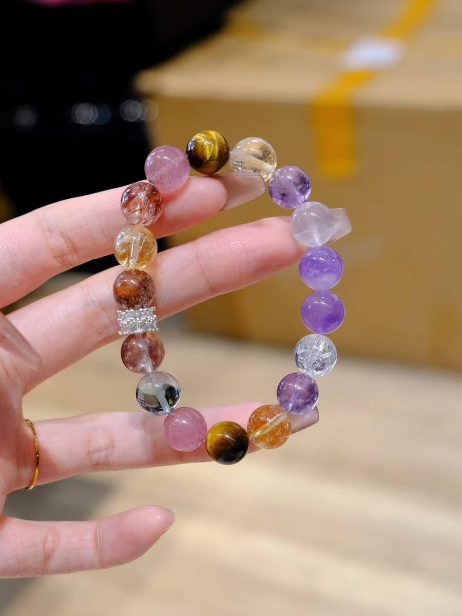 10mm 7 Chakra Balancing Bracelet with Amethyst