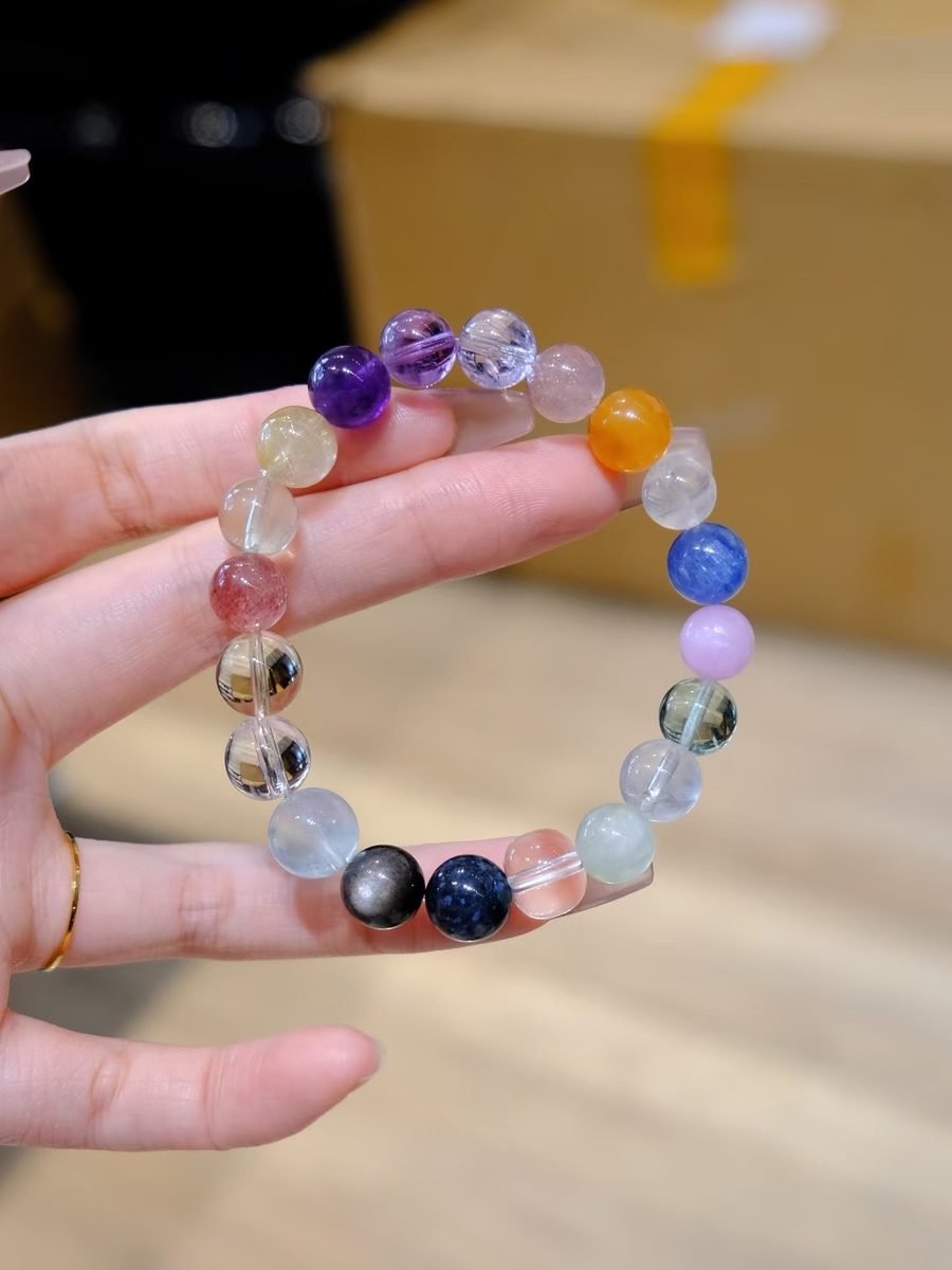 9-10mm 7 Chakra Balancing Bracelet with Amethyst & Citrine