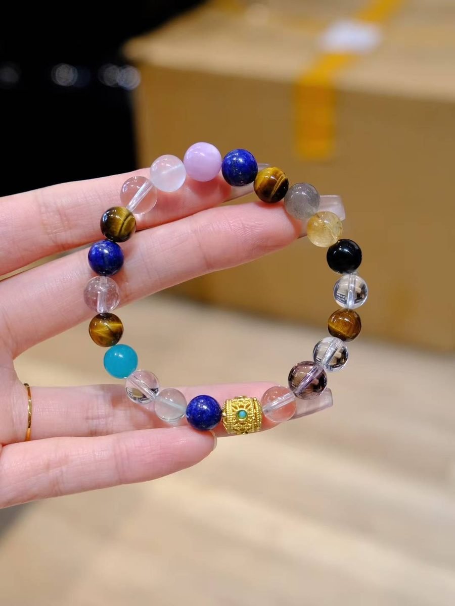 8mm 7 Chakra Balancing Bracelet with Lapis Lazuli & Amazonite