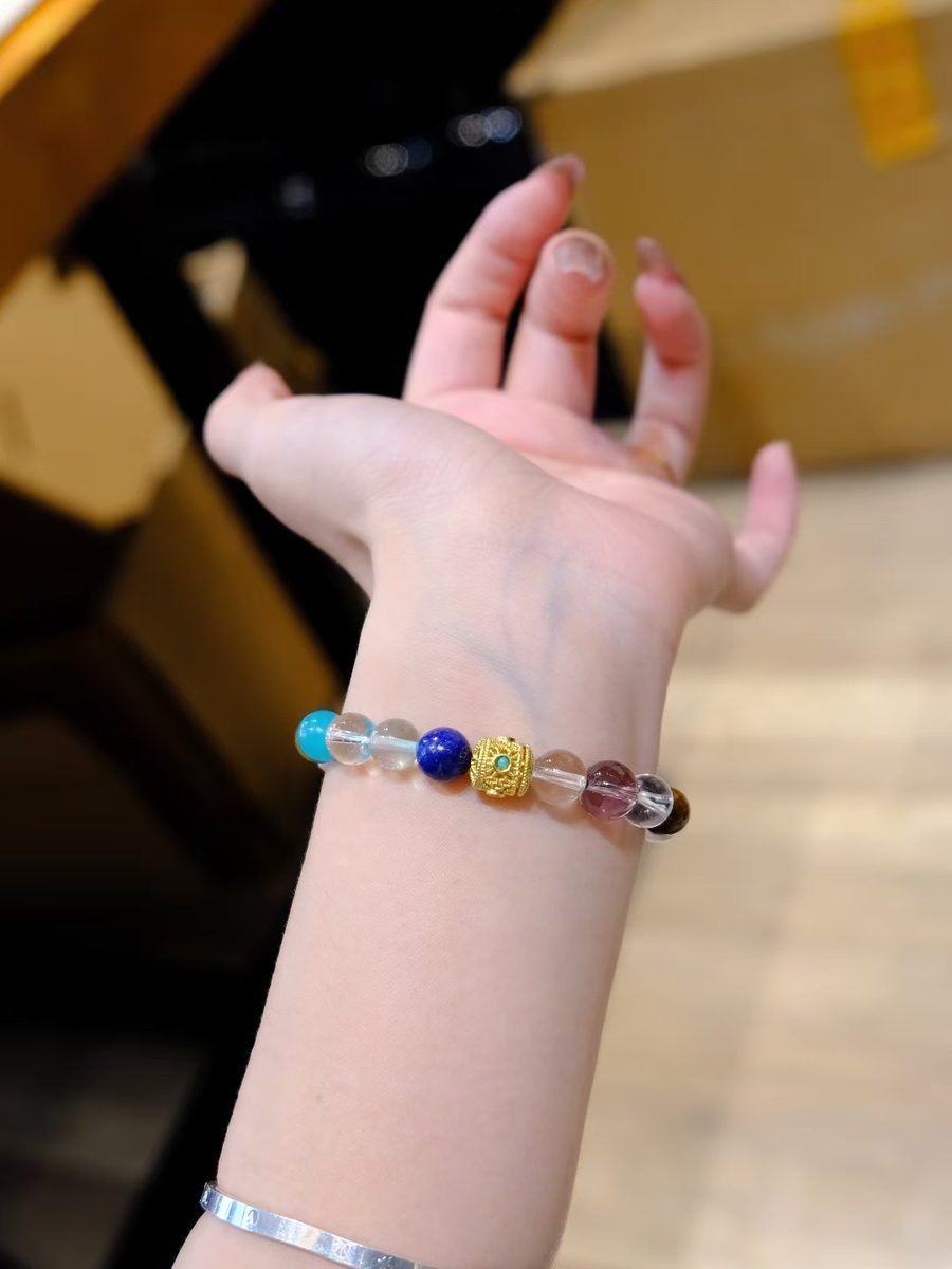8mm 7 Chakra Balancing Bracelet with Lapis Lazuli & Amazonite - Image 2