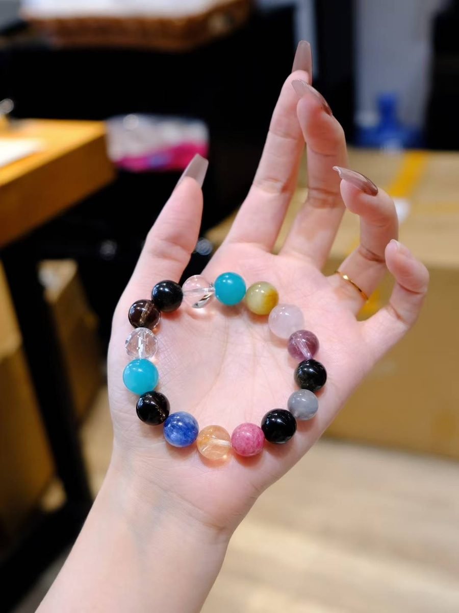 11mm 7 Chakra Balancing Bracelet with Amazonite & Tiger Eye