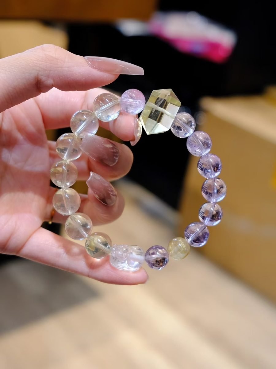 Citrine Bracelet with Clear Quartz & Rutilated Quartz