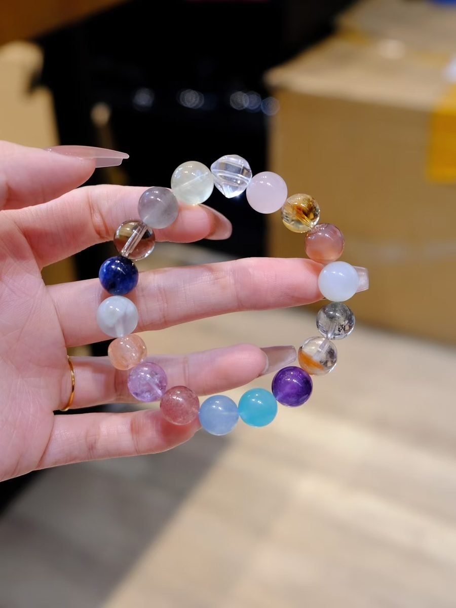 10-11mm 7 Chakra Balancing Bracelet with Amethyst & Citrine