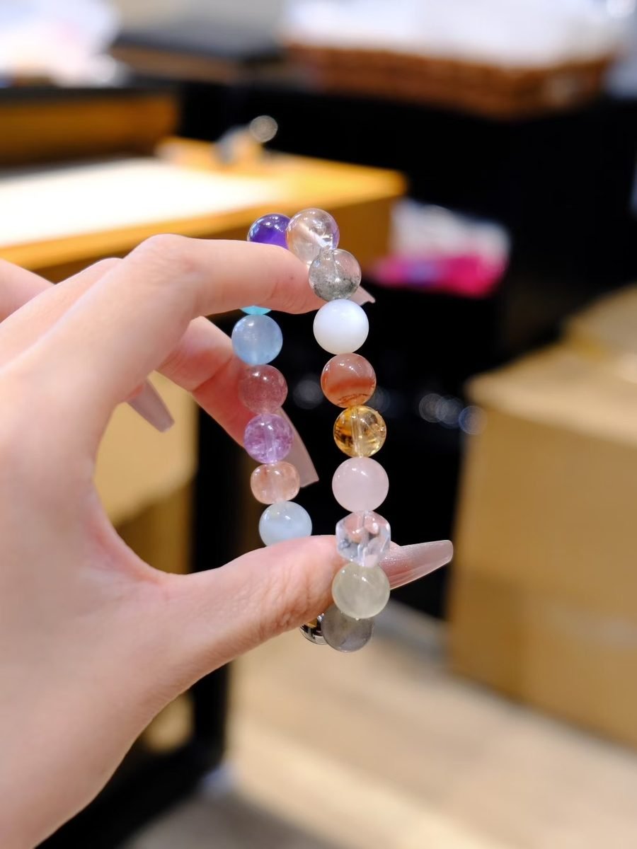 10-11mm 7 Chakra Balancing Bracelet with Amethyst & Citrine - Image 2
