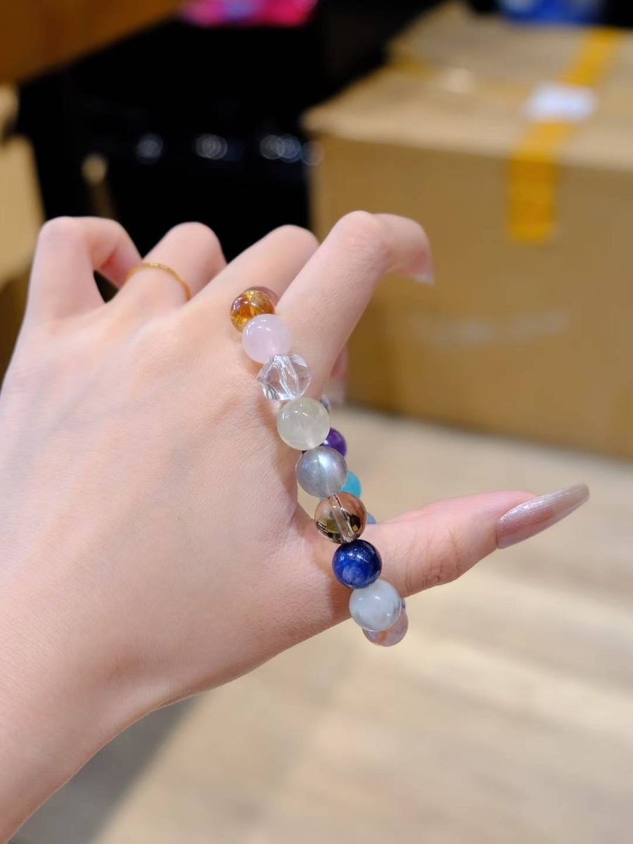 10-11mm 7 Chakra Balancing Bracelet with Amethyst & Citrine - Image 4