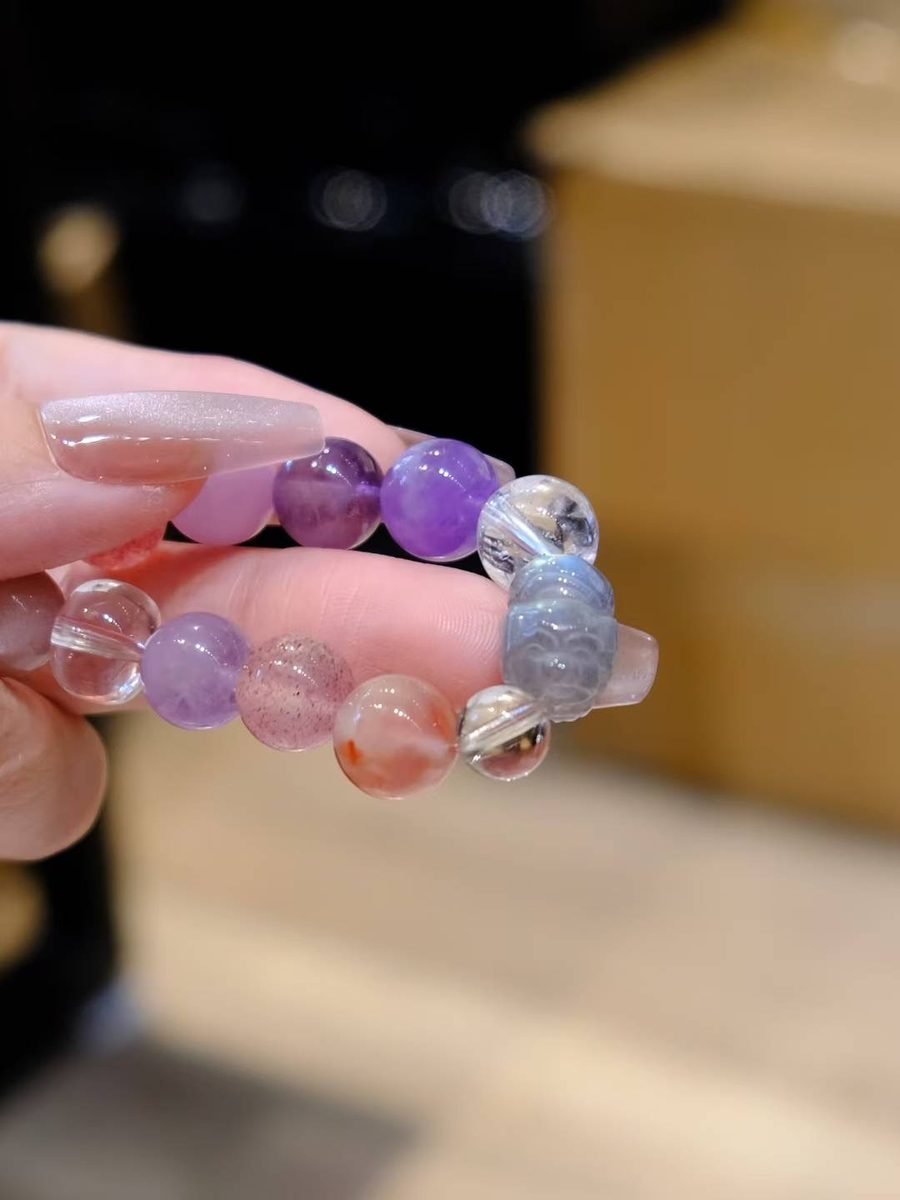 7 Chakra Balancing Bracelet with Rainbow Moonstone & Clear Quartz - Image 3