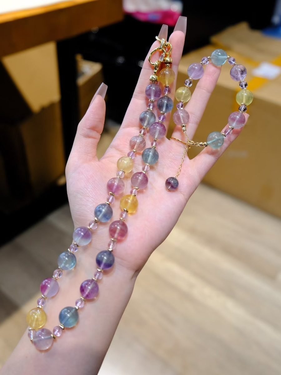 12mm Amethyst Bracelet with Fluorite