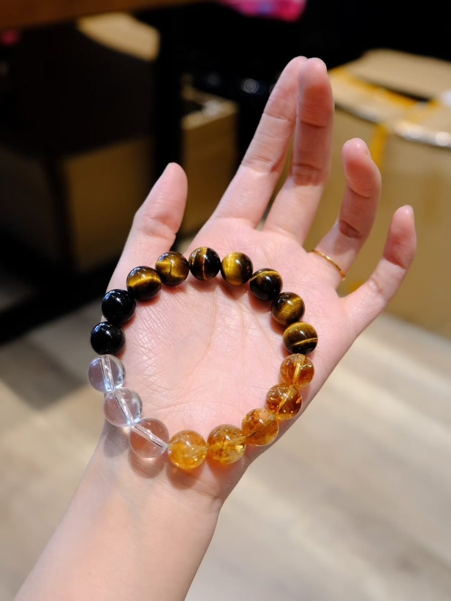 Citrine Bracelet with Clear Quartz & Tiger Eye — Ref. 01904