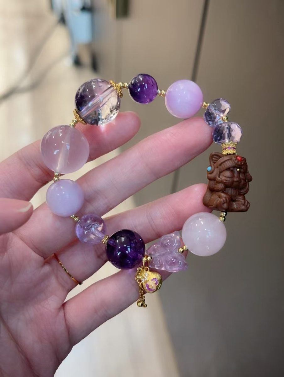 Rose Quartz Bracelet with Amethyst & Agarwood