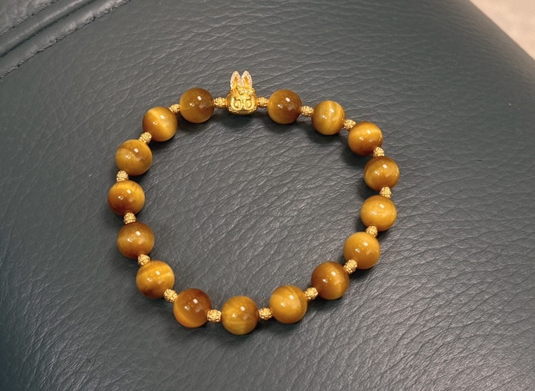 8mm Citrine Bracelet with Tiger Eye — Ref. 02034