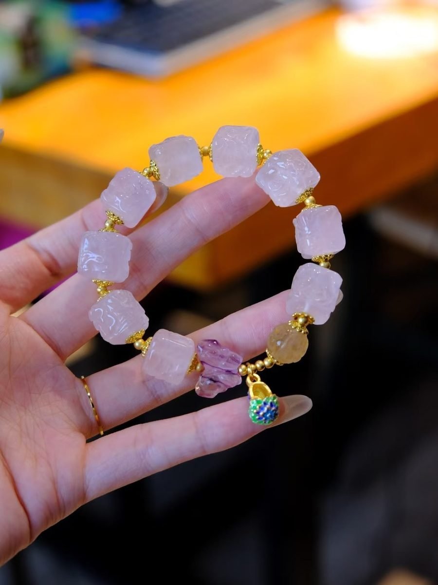Rose Quartz Bracelet with Fluorite — Ref. 02044