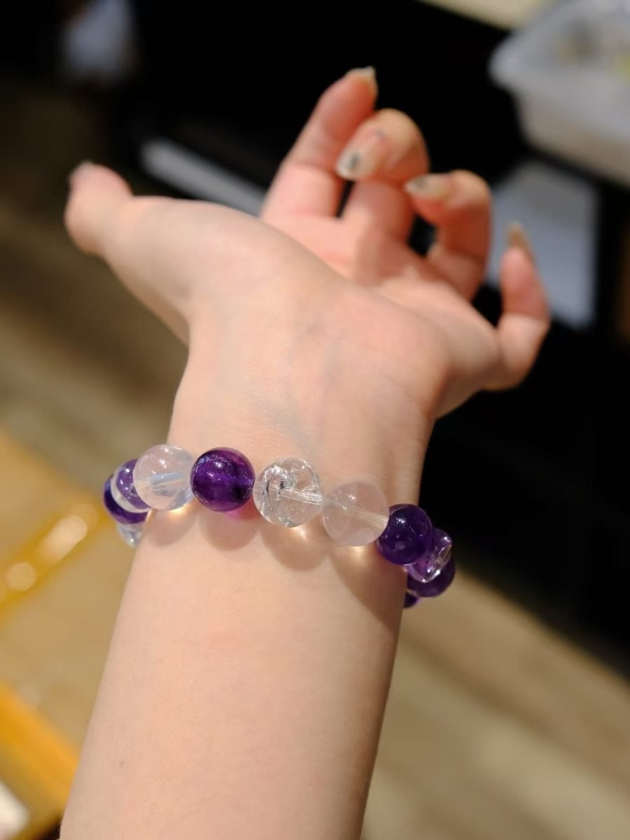 Amethyst Bracelet with Rose Quartz & Clear Quartz — Ref. 02049 - Image 2