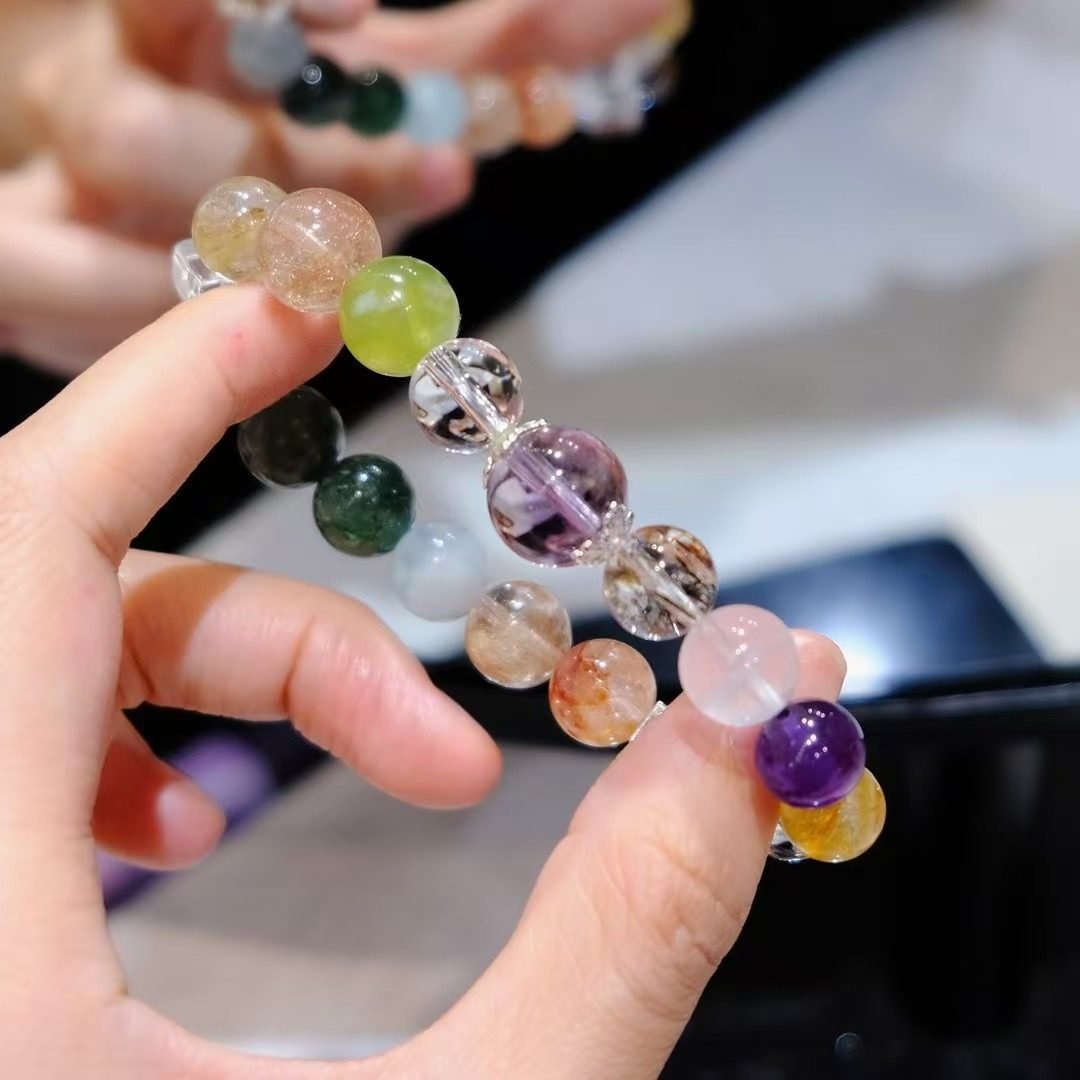 7 Chakra Balancing Bracelet with Rainbow Moonstone & Rose Quartz — Ref. 02097 - Image 4