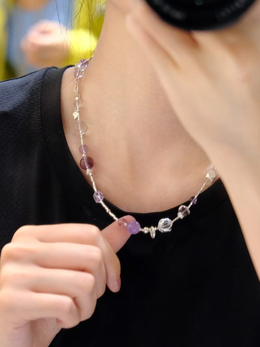 Amethyst Necklace with Clear Quartz — Ref. 02099 - Image 3