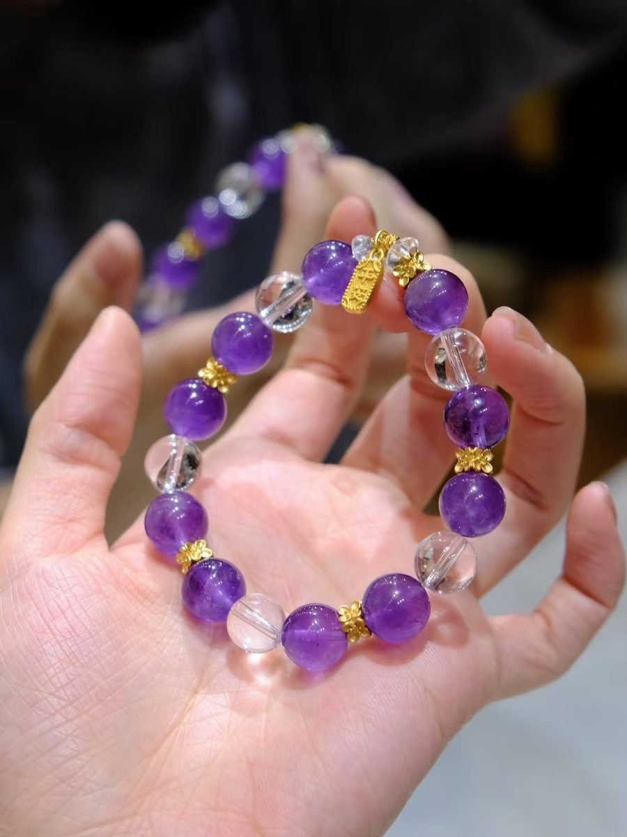Amethyst Bracelet with Clear Quartz — Ref. 02105