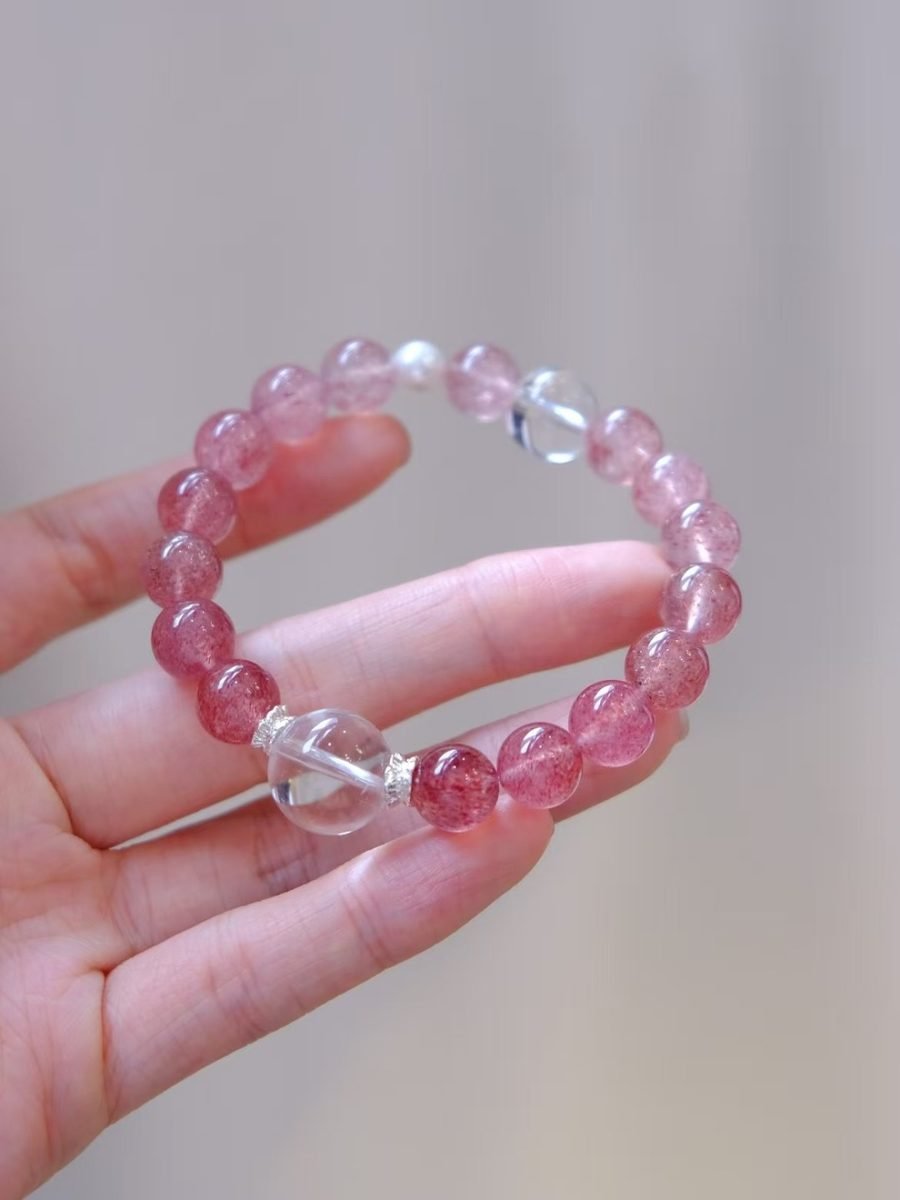 Rose Quartz Bracelet with Clear Quartz & Strawberry Quartz — Ref. 02175 - Image 4