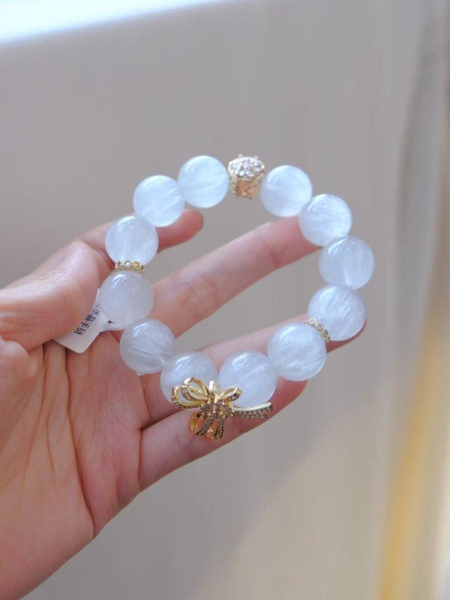 15mm Rainbow Moonstone Bracelet with Fluorite