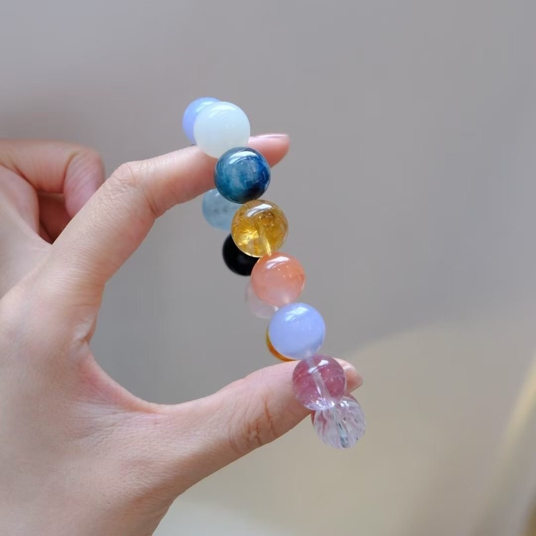 7 Chakra Balancing Bead Strand with Rose Quartz & Black Obsidian - Image 2