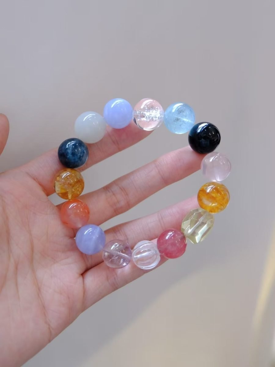 7 Chakra Balancing Bead Strand with Rose Quartz & Black Obsidian - Image 3