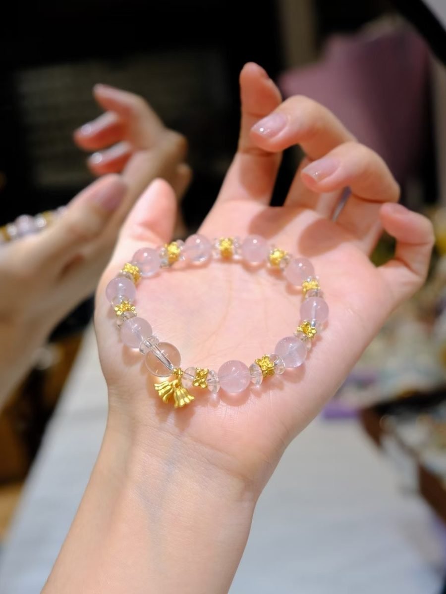 Rose Quartz Bracelet with Clear Quartz — Ref. 02210