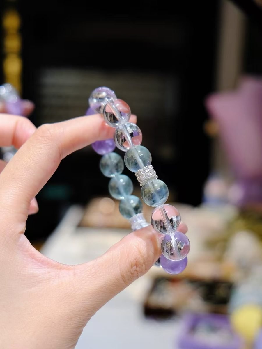 Amethyst Bracelet with Clear Quartz & Fluorite — Ref. 02212 - Image 3