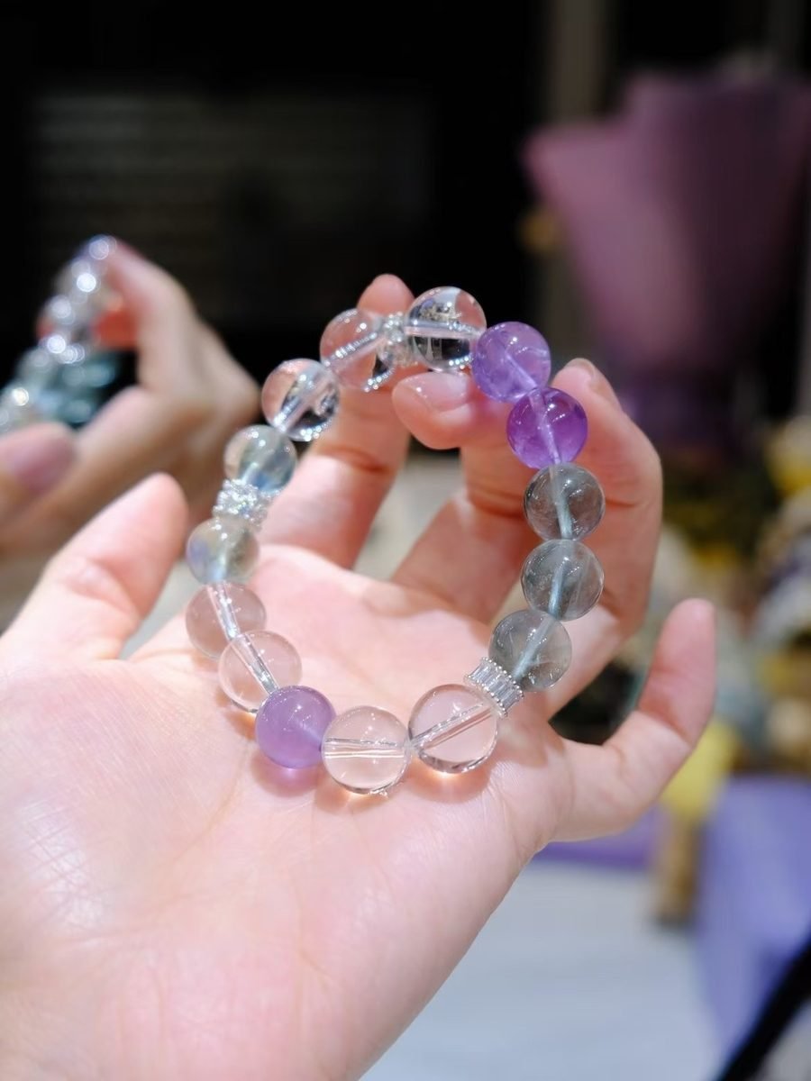 Amethyst Bracelet with Clear Quartz & Fluorite — Ref. 02212 - Image 4